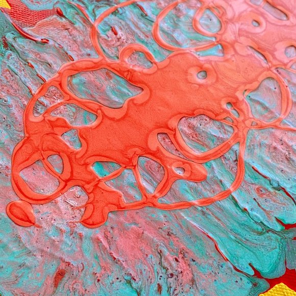 Amoeba 9 - Original Abstract Wall Art Mixed Media Painting 9"x12" - Picture 3 of 5